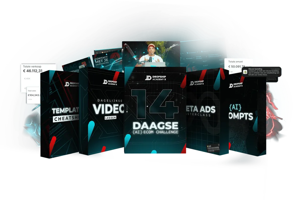 Alle onderdelen van de 14 Dagen AI E-Commerce Challenge als dozen